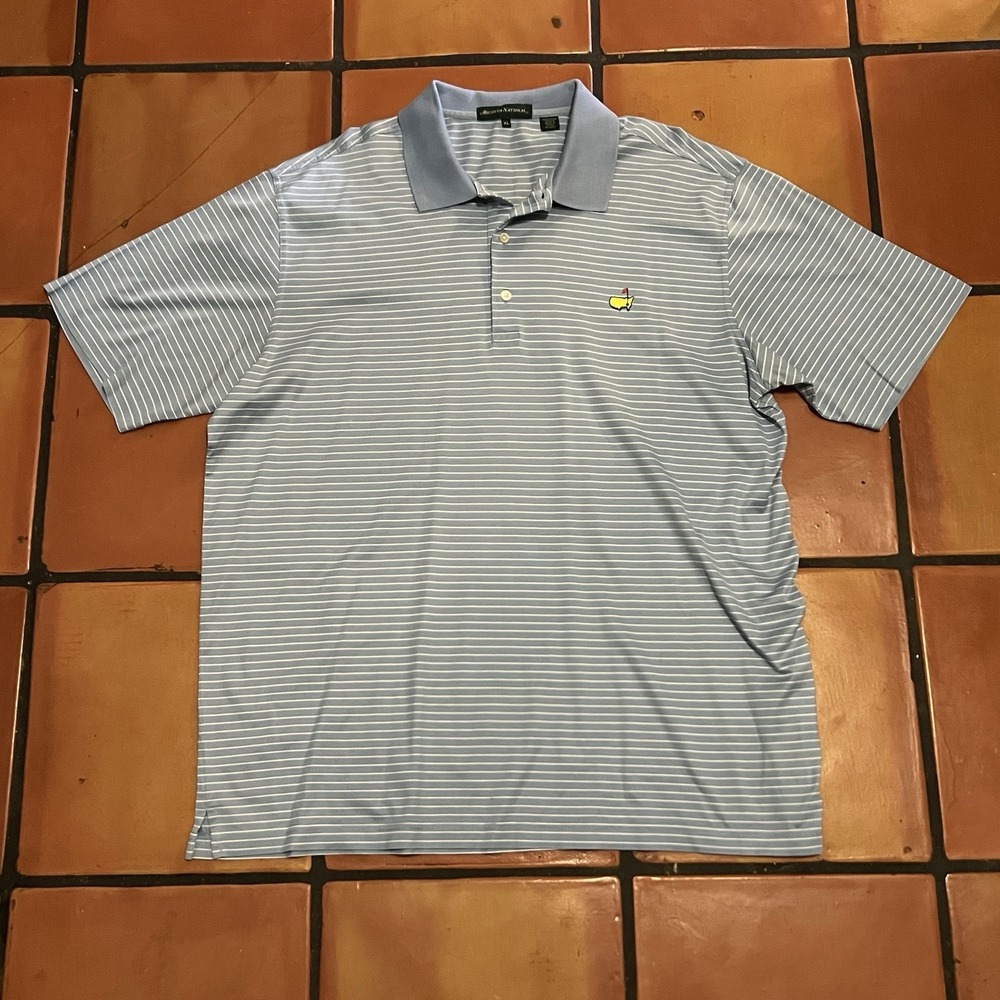 Augusta National Masters Golf Polo Shirt Mens XL Blue Stripe Pima Cotton